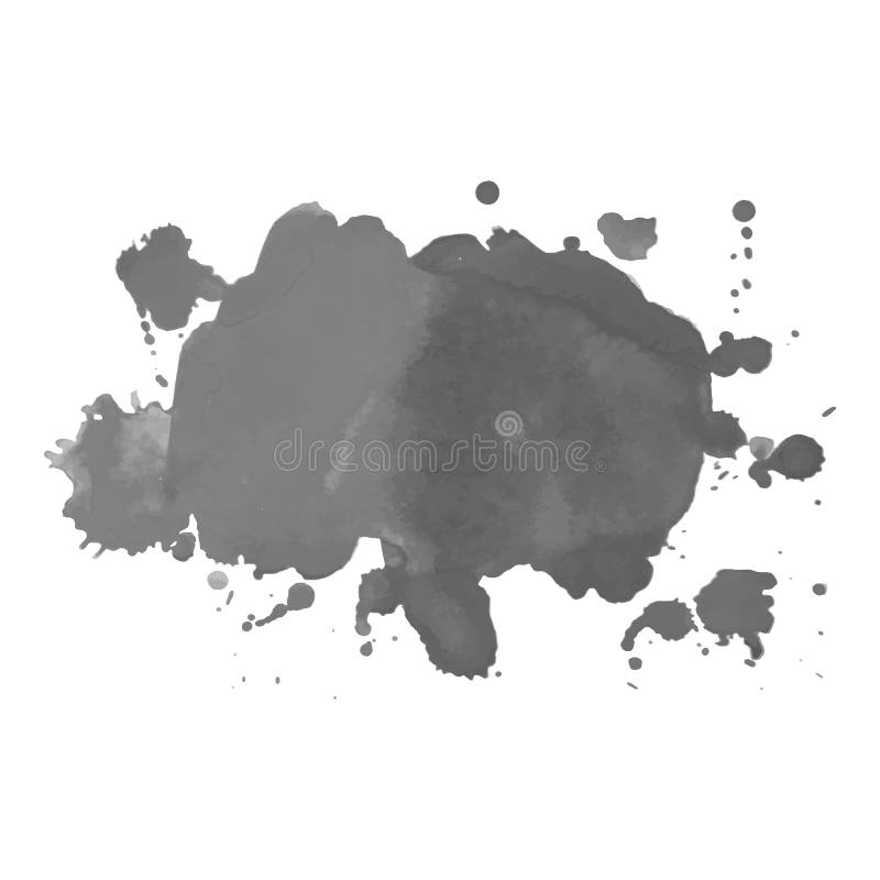 Den gråa vattenfärgfläcken med små droppar, smetar, fläckar, färgstänk Gråtonfläck i grungestil royaltyfri illustrationer Den gråa vattenfärgfläcken med små droppar, smetar, fläckar, färgstänk Gråtonfläck i grungestil royaltyfri illustrationer