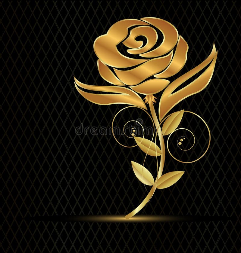 Den guld- blomman steg på svart bakgrund stock illustrationer Den guld- blomman steg på svart bakgrund stock illustrationer