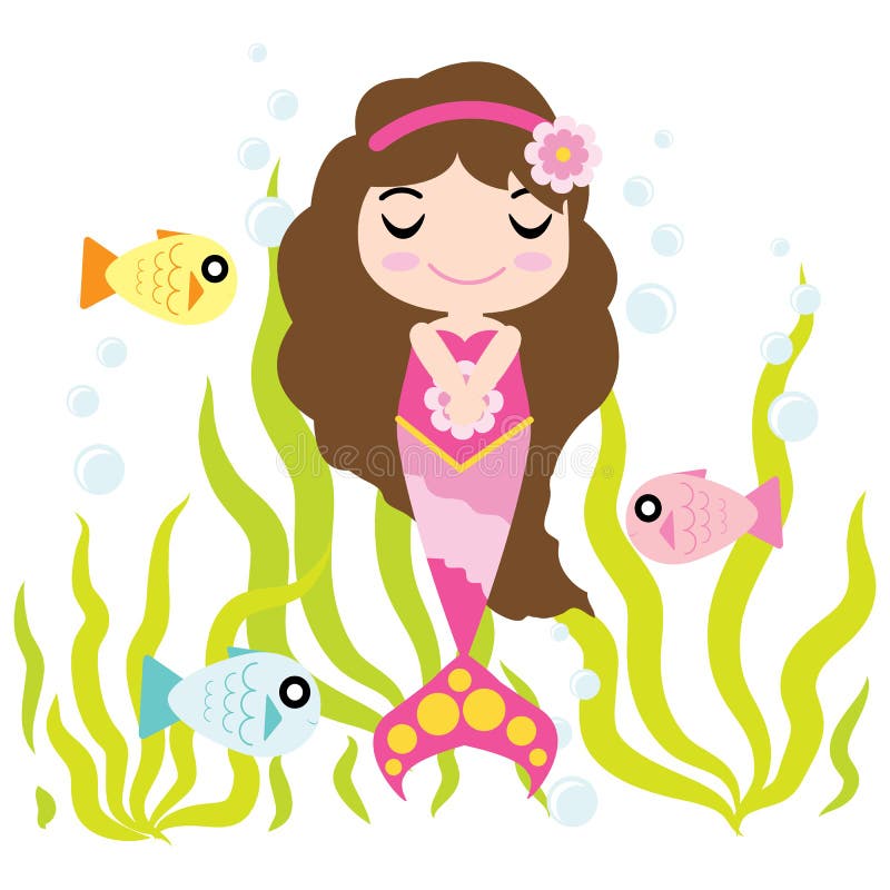 Cute mermaid girl is enjoying time in the water cartoon, kid postcard, wallpaper, and greeting card, T-shirt design for kids. Cute mermaid girl is enjoying time in the water cartoon, kid postcard, wallpaper, and greeting card, T-shirt design for kids