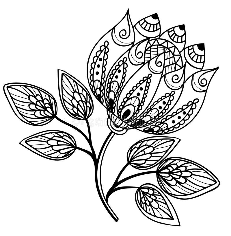 Den härliga svartvita blomman, räcker att dra vektor illustrationer