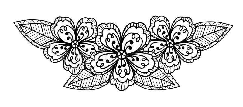 Den härliga svartvita blomman, räcker att dra stock illustrationer