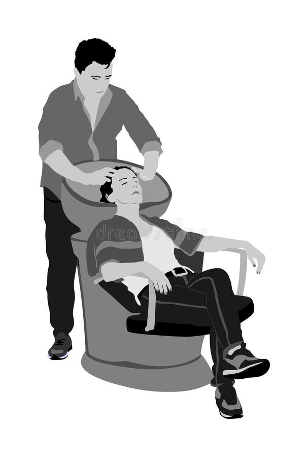 Den härliga unga kvinnan tvättar hår i en illustration för vektor för skönhetsalong Hår för ` s för frisörtvagningklient i hårtva vektor illustrationer Den härliga unga kvinnan tvättar hår i en illustration för vektor för skönhetsalong Hår för ` s för frisörtvagningklient i hårtva vektor illustrationer