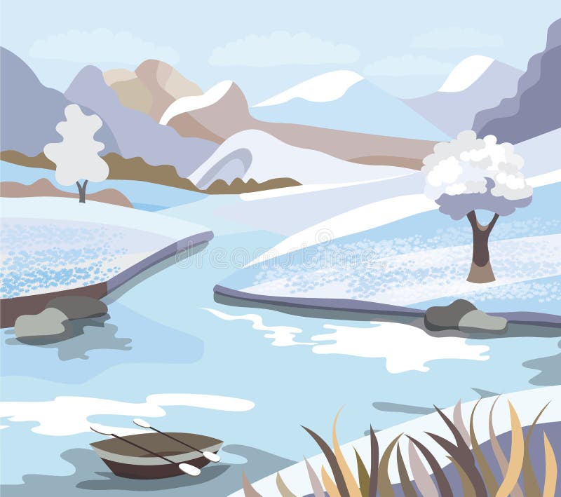 Den härliga vintern landscape stock illustrationer