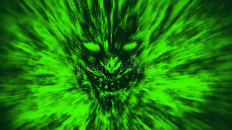 Den ilskna demonframsidan skriker i brand Grön färg royaltyfri illustrationer Den ilskna demonframsidan skriker i brand Grön färg royaltyfri illustrationer