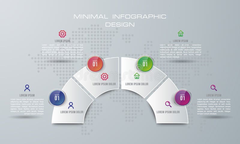 Den Infographic mallen vektorn med för 4 alternativ, workflow, processdiagram, Timelineinfographics för designen och marknadsföri stock illustrationer Den Infographic mallen vektorn med för 4 alternativ, workflow, processdiagram, Timelineinfographics för designen och marknadsföri stock illustrationer