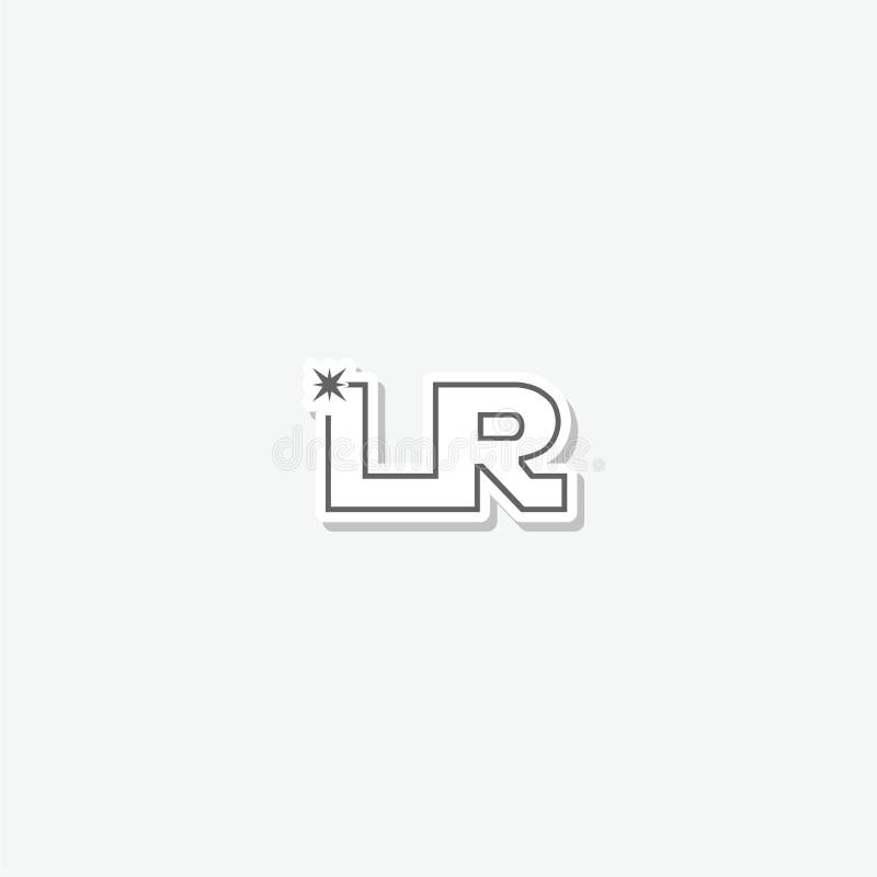 Den inledande bokstaven LR-laserlogotyp isolerad på grå bakgrund stock illustrationer