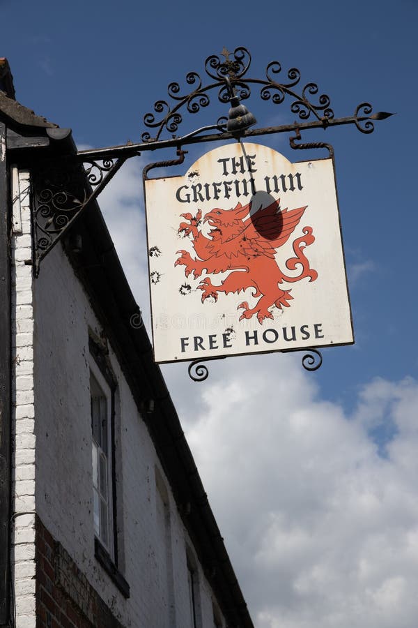 FLETCHING, EAST SUSSEX/UK - JULY 17 : View of the Griffin Public House sign in Fletching East Sussex on July 17, 2020. FLETCHING, EAST SUSSEX/UK - JULY 17 : View of the Griffin Public House sign in Fletching East Sussex on July 17, 2020