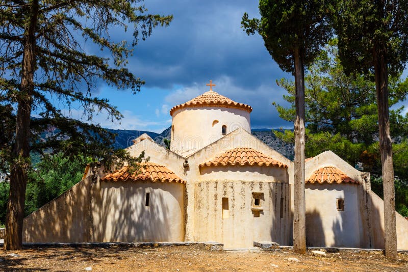 Den kyrkliga Panagiaen Kera i byn Kritsa, Kreta