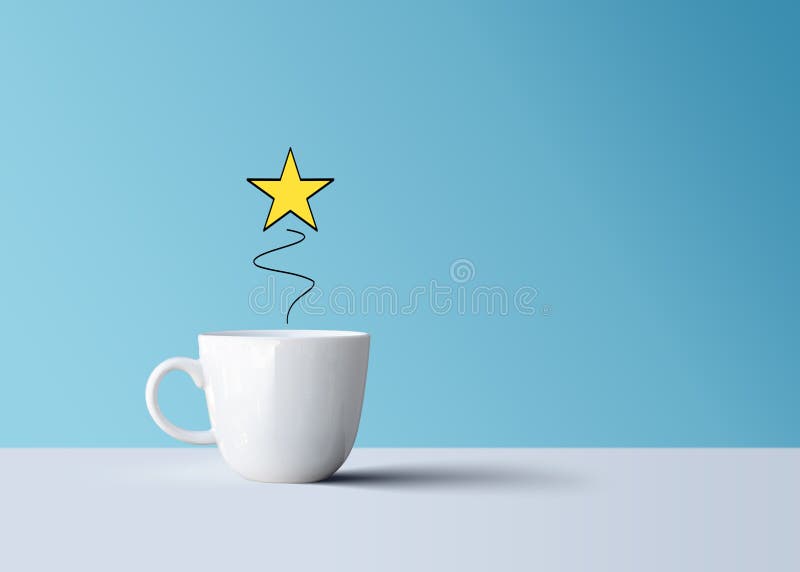 Den ljusa skinande stjärnan och vitt kaffe rånar, idérikt arkivbild
