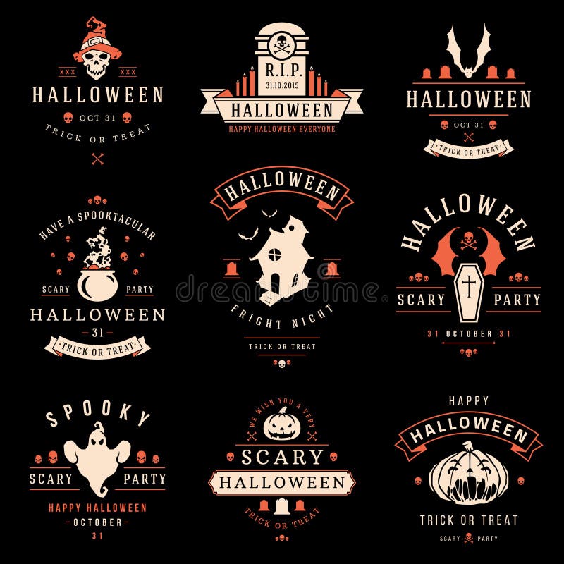 Happy Halloween day labels and badges design collection vector illustration. Happy Halloween day labels and badges design collection vector illustration