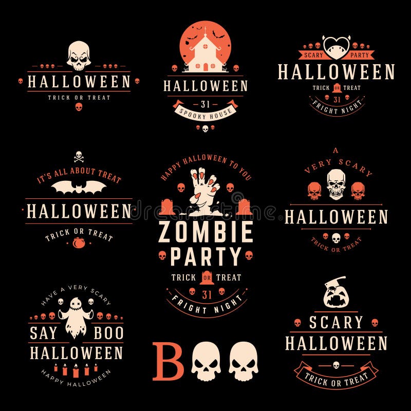 Happy Halloween day labels and badges design collection vector illustration. Happy Halloween day labels and badges design collection vector illustration