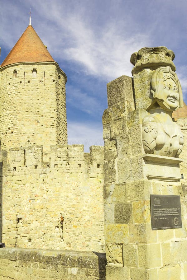 Den medeltida fästningen av Carcassonne arkivbilder Den medeltida fästningen av Carcassonne arkivbilder