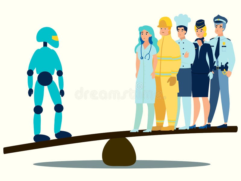 Den moderna världen, teknologi är bättre än folk I plan vektor för minimalist stiltecknad film royaltyfri illustrationer Den moderna världen, teknologi är bättre än folk I plan vektor för minimalist stiltecknad film royaltyfri illustrationer