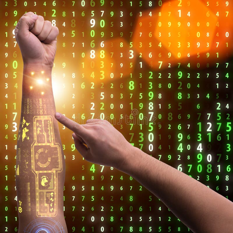 Den mänskliga robotic handen i futuristiskt begrepp arkivfoto Den mänskliga robotic handen i futuristiskt begrepp arkivfoto
