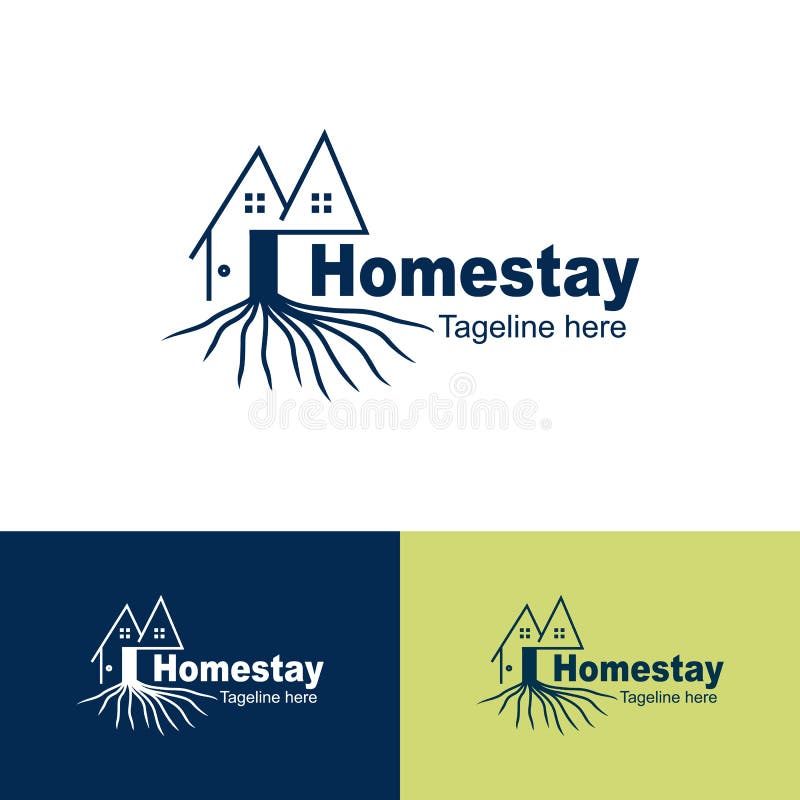 Den naturliga Homestaylogoen, rotar av trädhomestayen, enkel bakgrund för logosymbolshomestayen - vektor vektor illustrationer Den naturliga Homestaylogoen, rotar av trädhomestayen, enkel bakgrund för logosymbolshomestayen - vektor vektor illustrationer