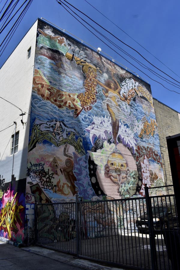 Den Osaoe grändväggmålningen arbetar San Francisco, 19 arkivfoton Den Osaoe grändväggmålningen arbetar San Francisco, 19 arkivfoton