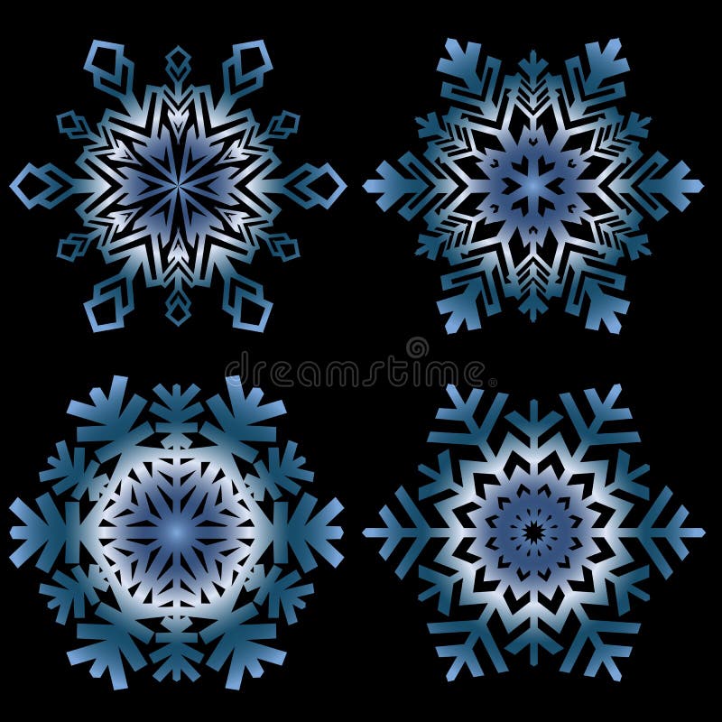 Den plana linjen snösymboler, snö flagar konturn vektor illustrationer