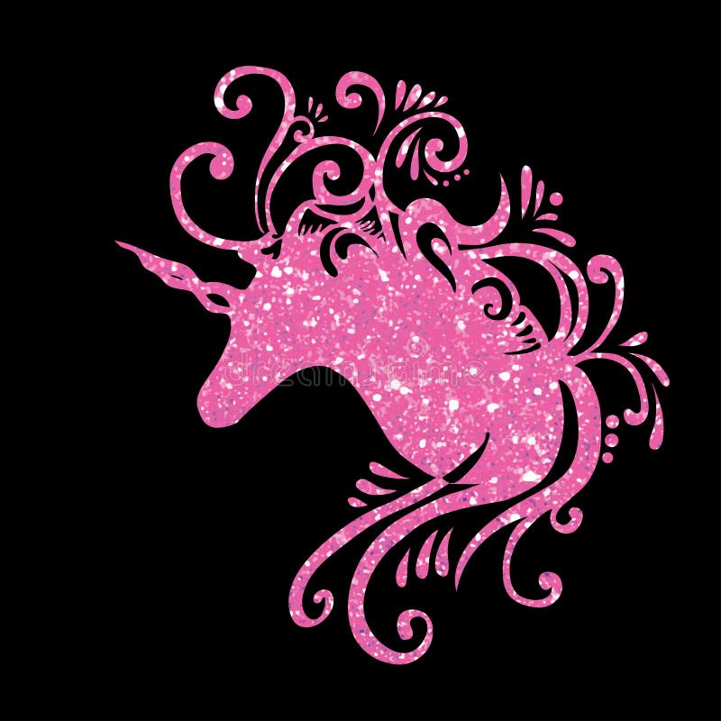 Den rosa enhörningen för konturn för enhörningen för glamour för eps för enhörningenhörninghuvudet blänker partiet för födelsedag