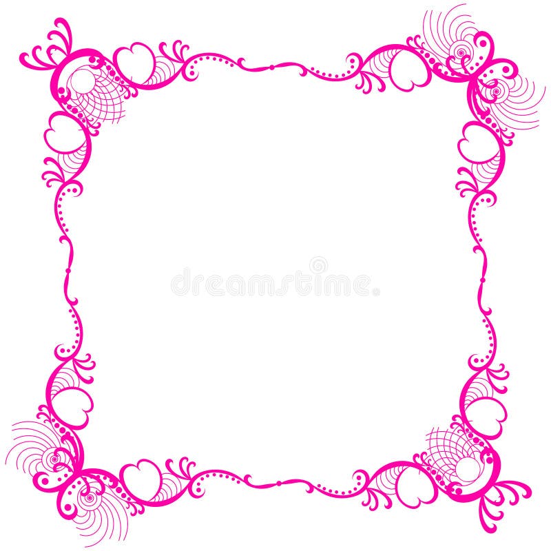 Den rosa romantiska ramen snör åt gränsen stock illustrationer Den rosa romantiska ramen snör åt gränsen stock illustrationer