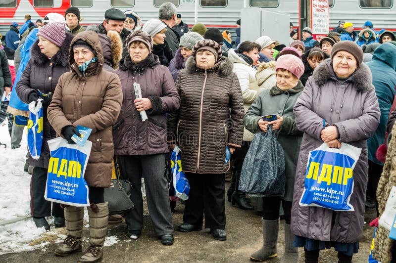 Den ryska propagandan Det ryska aktiondrevet av oppositionspartiet LDPR arkivbilder Den ryska propagandan Det ryska aktiondrevet av oppositionspartiet LDPR arkivbilder