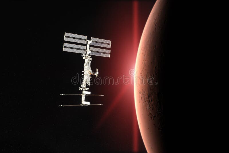 Den röda planeten fördärvar Rymdskepplansering in i utrymme Beståndsdelar av denna avbildar möblerat av NASA royaltyfri bild Den röda planeten fördärvar Rymdskepplansering in i utrymme Beståndsdelar av denna avbildar möblerat av NASA royaltyfri bild
