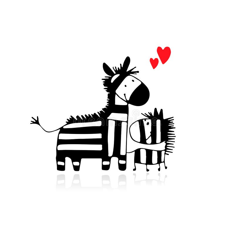 Den sebrafamiljen, modern och barnet, skissar för din design royaltyfri illustrationer Den sebrafamiljen, modern och barnet, skissar för din design royaltyfri illustrationer