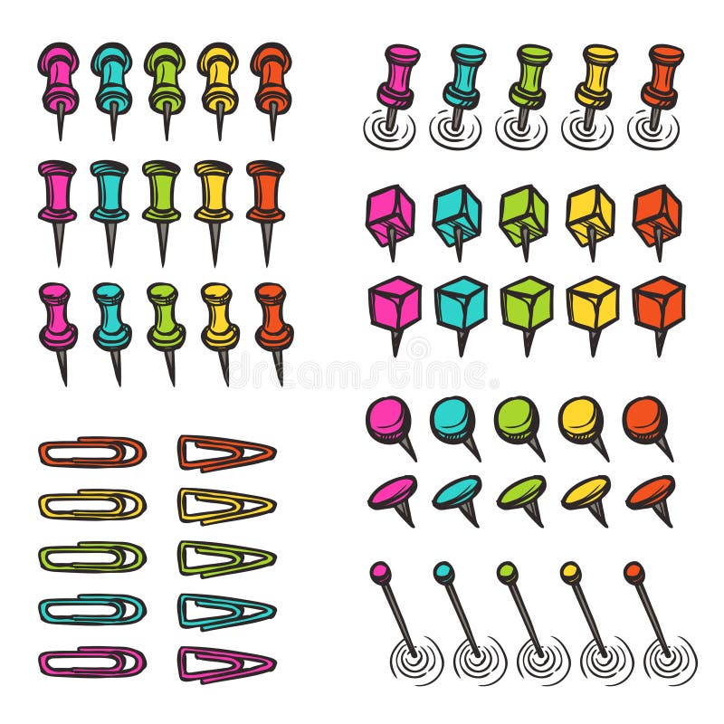 Den stationära navigeringpushen klämmer fast pictograms stock illustrationer