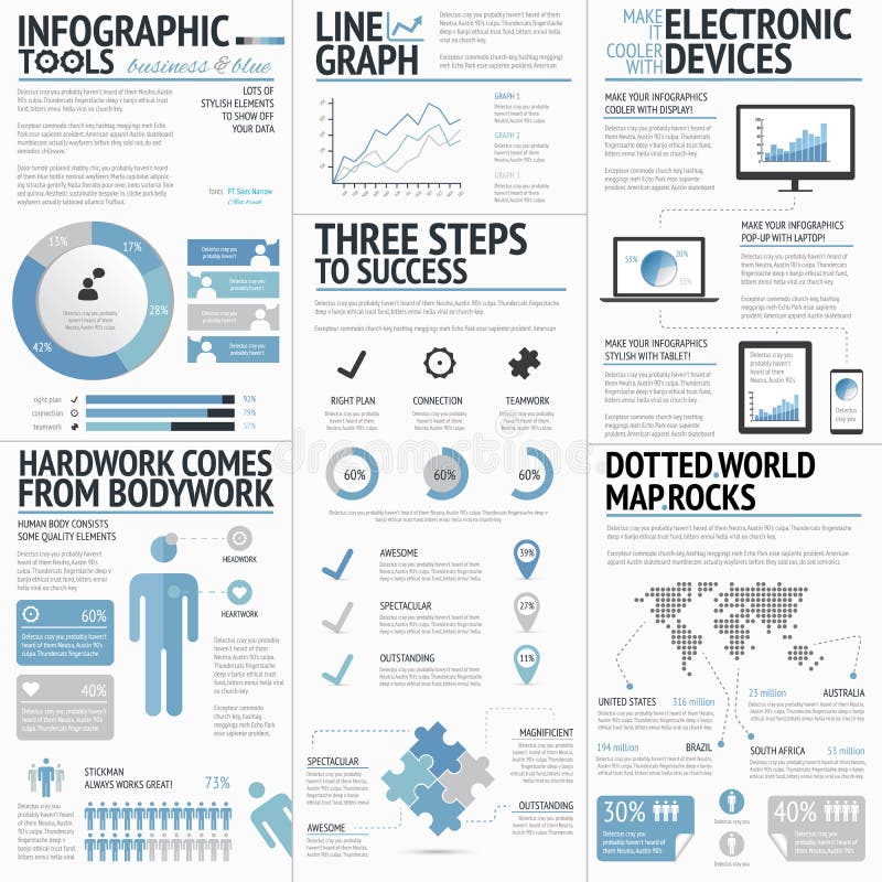 Den stora uppsättningen av infographic beståndsdelar slösar affärscolo stock illustrationer Den stora uppsättningen av infographic beståndsdelar slösar affärscolo stock illustrationer