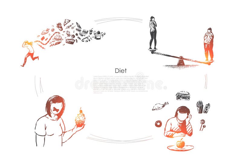Den sunda livsstilen, viktf royaltyfri illustrationer Den sunda livsstilen, viktf royaltyfri illustrationer