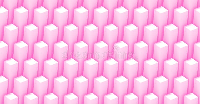 Tileable background pattern of quadrangular three-dimensional objects forming regular tower shapes in pink and white. Tileable background pattern of quadrangular three-dimensional objects forming regular tower shapes in pink and white
