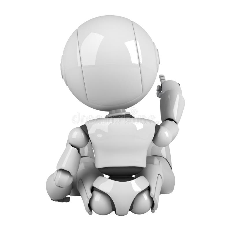 Den tillbaka roboten sitter white royaltyfri illustrationer