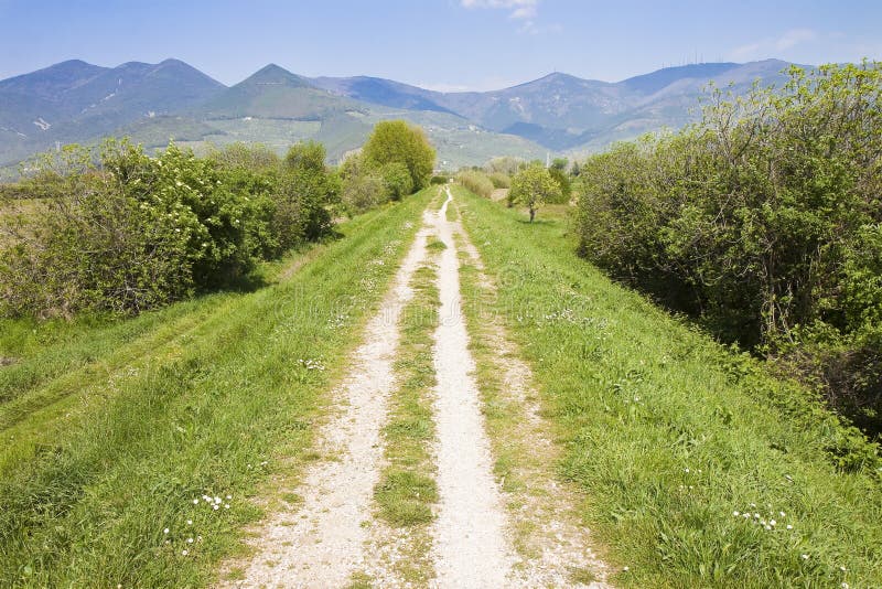 Den Tipical Tuscany landsvägen kallade ’den vita vägen ’Italien royaltyfri bild Den Tipical Tuscany landsvägen kallade ’den vita vägen ’Italien royaltyfri bild