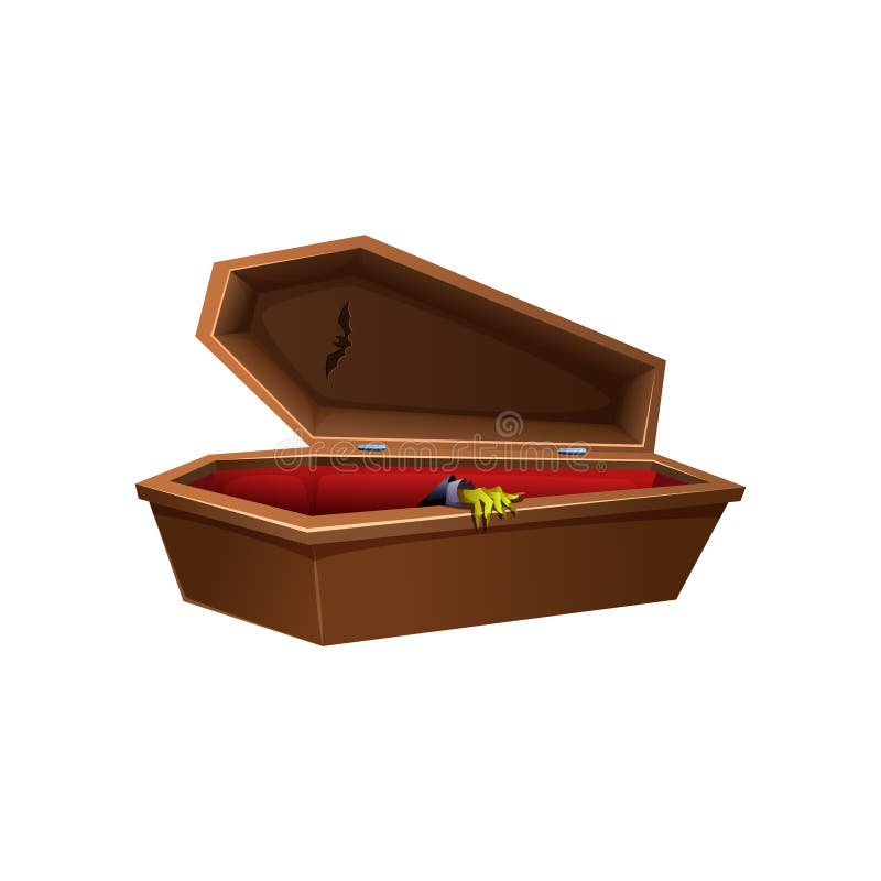 Den trätecknade filmen öppnar kistan Handräckvidder ut ur casketen royaltyfri illustrationer Den trätecknade filmen öppnar kistan Handräckvidder ut ur casketen royaltyfri illustrationer