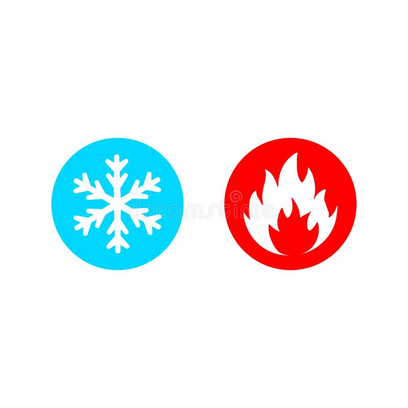 Den varma och kalla vektorsymbolen ställde in på vit vektor illustrationer Den varma och kalla vektorsymbolen ställde in på vit vektor illustrationer