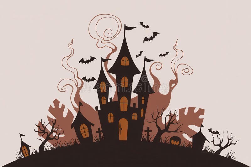 Den vita halloween-illustrationen bats från pookyträd halloweenthemed grafithandlingar royaltyfri illustrationer