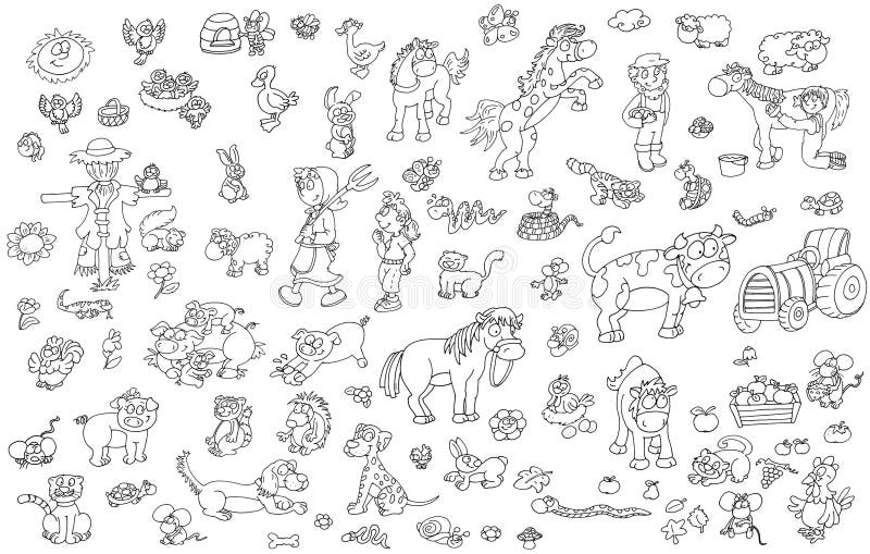 Den åkerbruk och matad, för svinhästkaniner för hönor för ägg lantgården och livsmedelsproduktion trycker på symboler för platser royaltyfri illustrationer Den åkerbruk och matad, för svinhästkaniner för hönor för ägg lantgården och livsmedelsproduktion trycker på symboler för platser royaltyfri illustrationer
