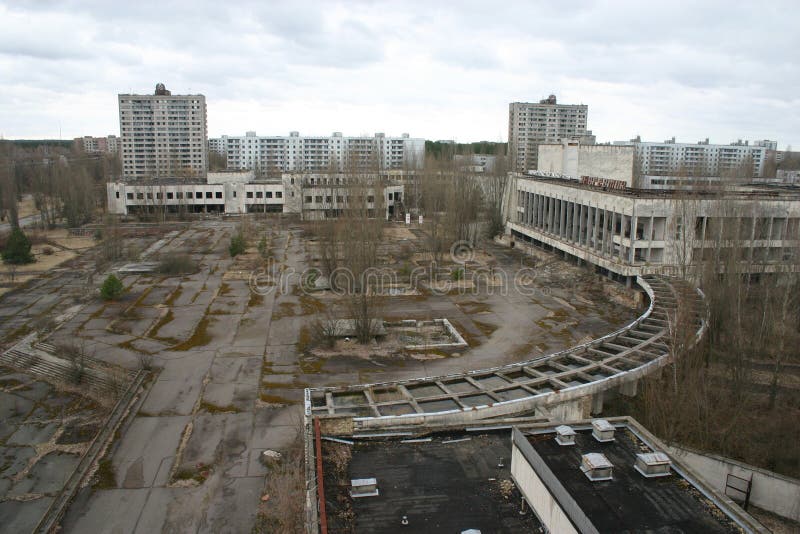 Den övergivna staden Prypjat, Tjernobyl arkivfoton