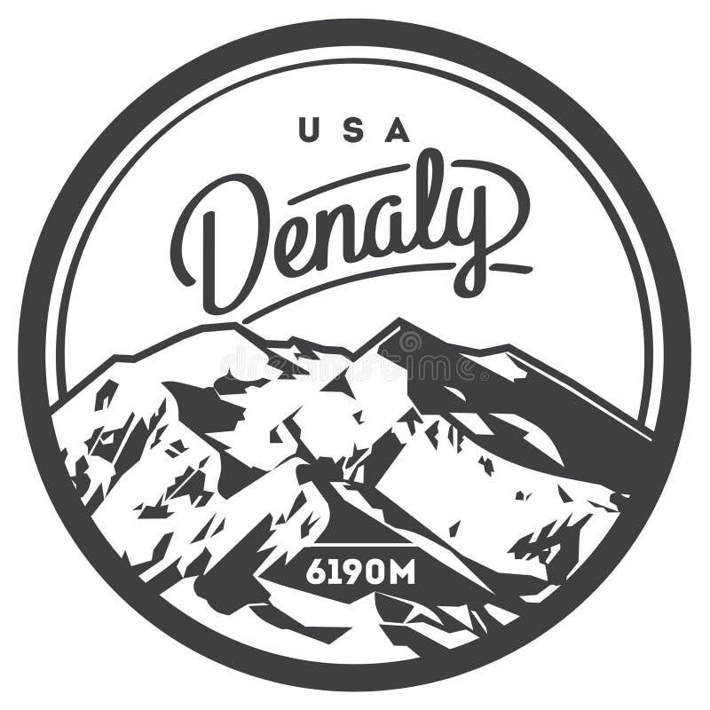 Denali в ряде Аляски, Северной Америке, значке приключения США внешнем Иллюстрация горы McKinley бесплатная иллюстрация
