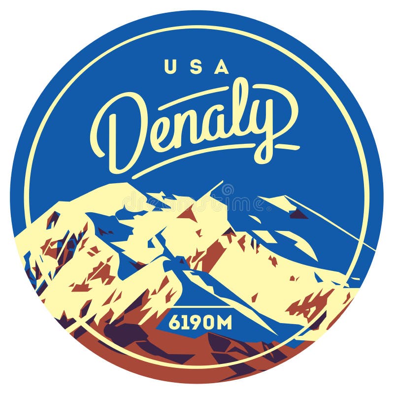 Denali в ряде Аляски, Северной Америке, значке приключения США внешнем Иллюстрация горы McKinley бесплатная иллюстрация