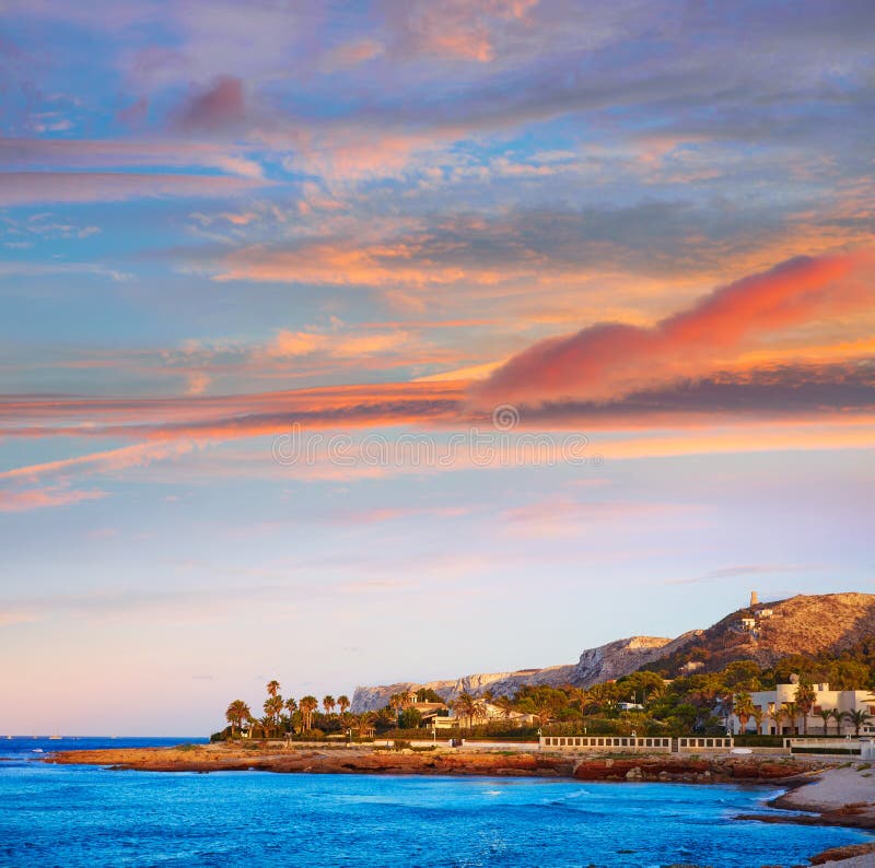 Denia Sunset Las Rotas in Mediterranean Spain Stock Photo Image of