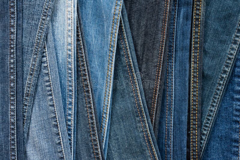 Denim Background. Blue Jeans Seams of Different Shades and Textures