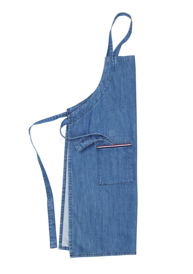 Denim Blue Kitchen Apron Isolated on White Stock Image Image of