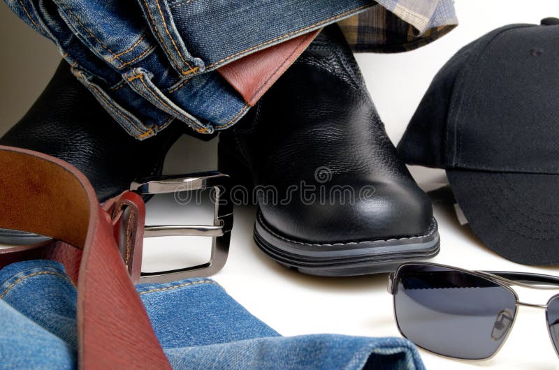 Denim Clothing and Accessories. Stock Photo Image of products