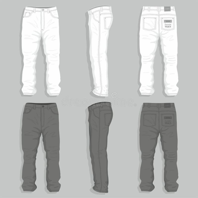 Pants Jeans Selvedge Denim Front Back Template Clip Art Collection ...