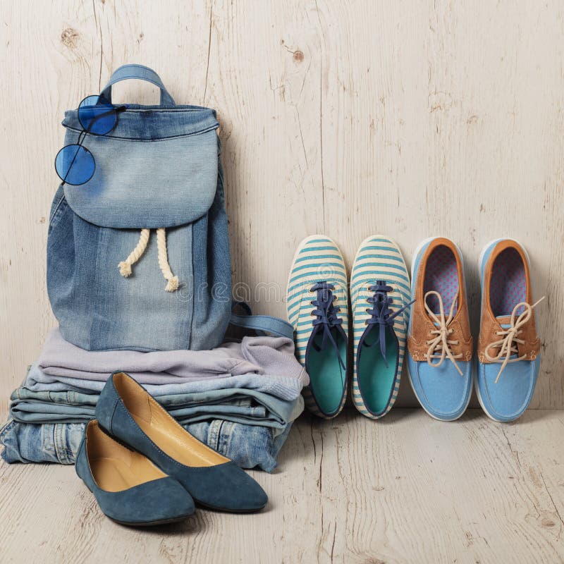 Denim Fashion Set - Clothes, Shoes and Accessories. Stock Photo - Image ...