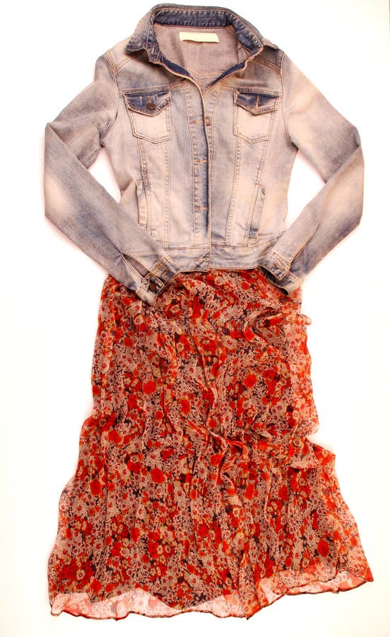 Denim jacket and skirt stock photo. Image of fashion 23533412