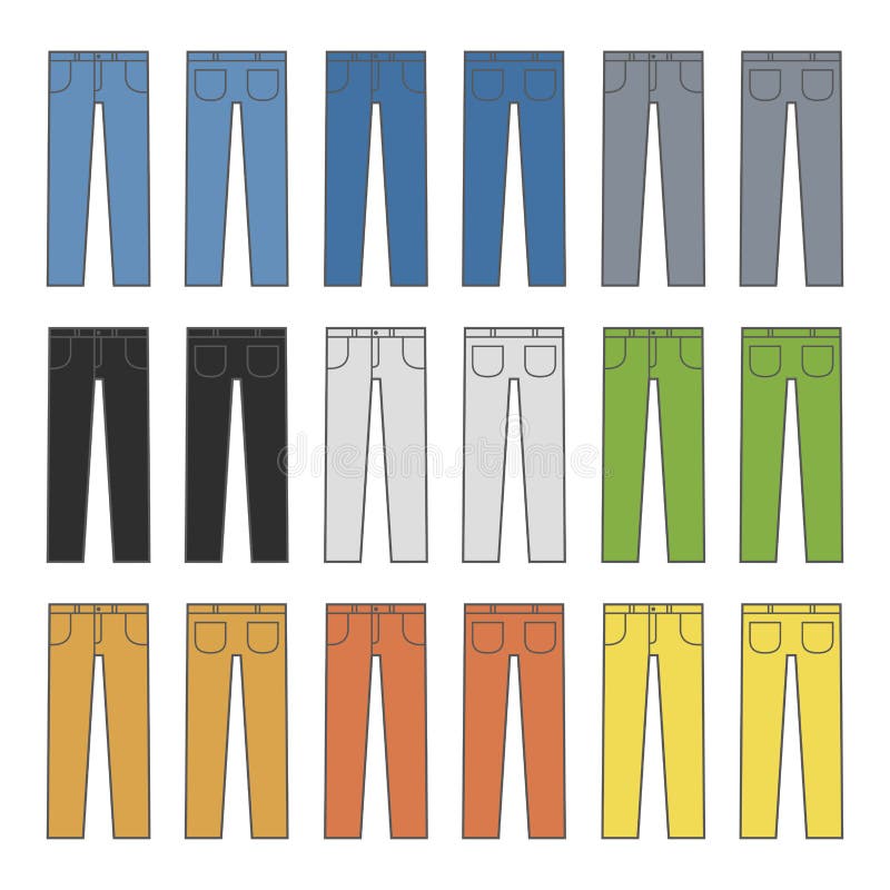 Denim Jeans Different Colors Set. Vector Stock Vector - Illustration of ...