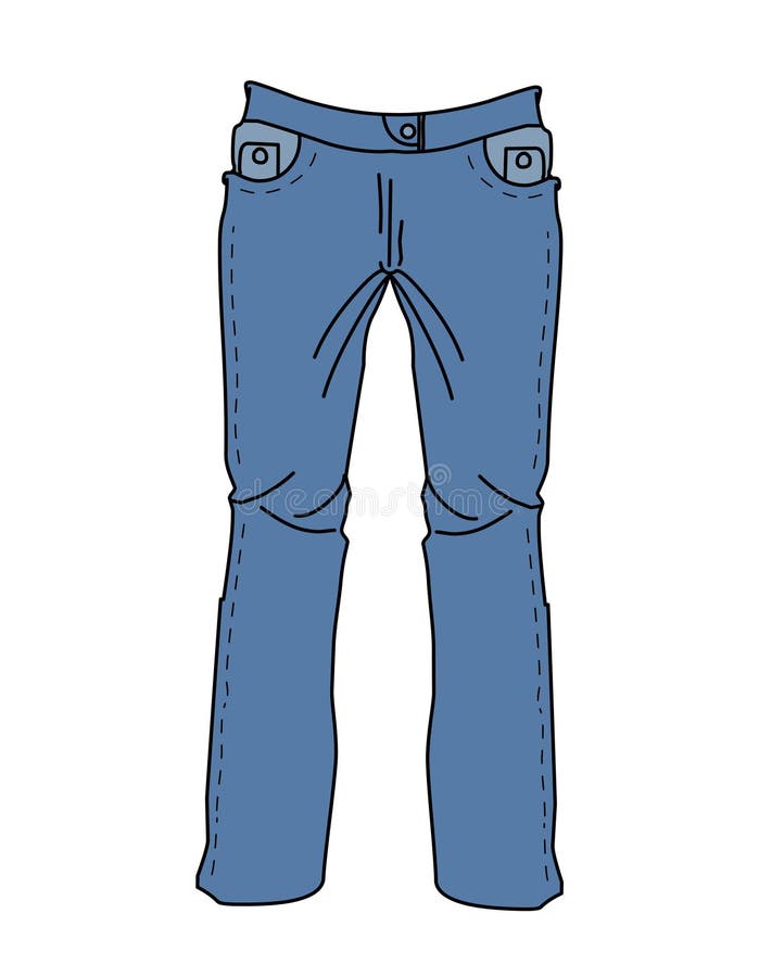 Denim Jeans Pant Clip Art Illustration Vector Isolated on White ...