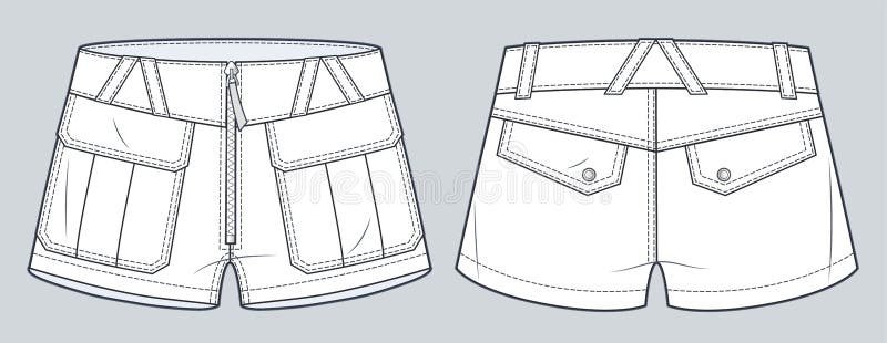 Women jeans shorts pant technical sketch by adobe illustrator by Abdullah  Al Mamun on Dribbble
