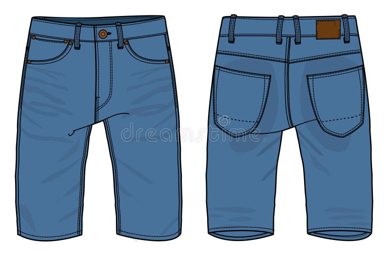 Denim Shorts Design Flat Sketch Vector Illustration, Chino Casual ...